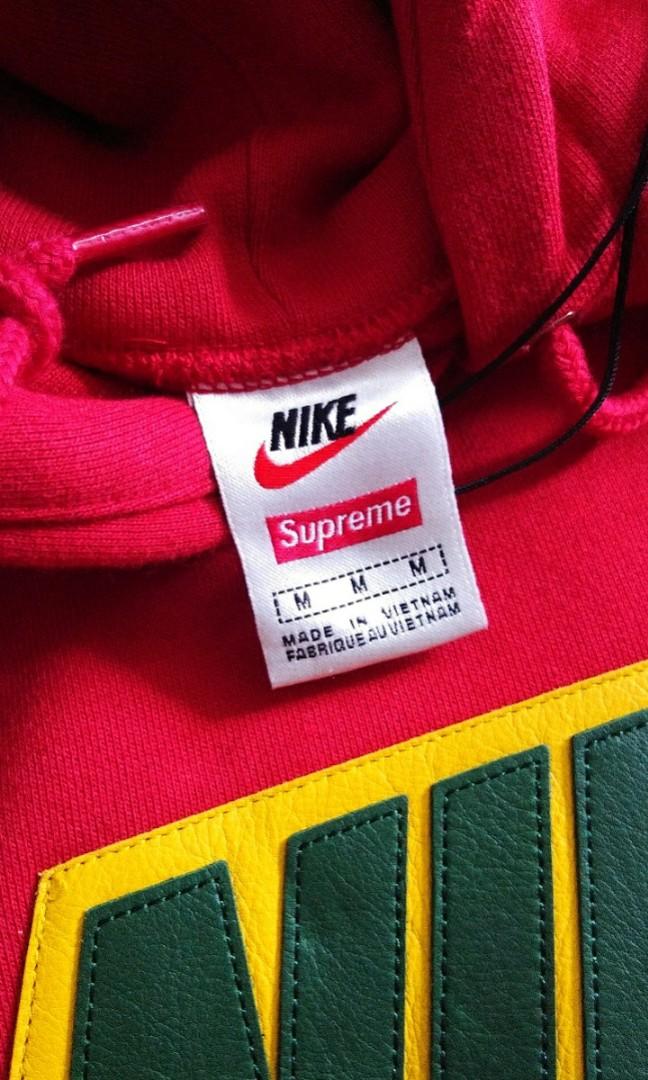 Supreme x Nike Leather Applique Hooded Sweatshirt Red, Men's