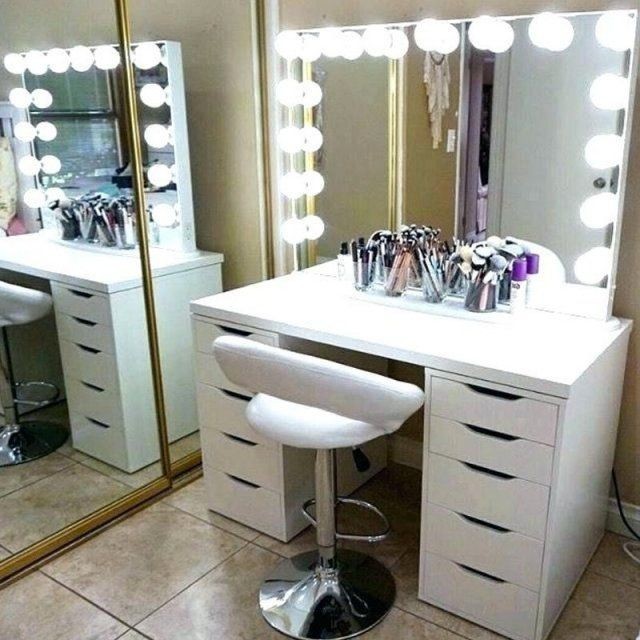 Vanity table and vanity mirror set Alex drawers and table top with