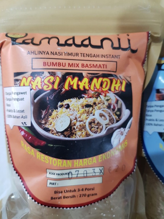 Yamaanii Nasi Mandhi Instan Beras Basmati Mandhi Bumbu Arab Makanan Minuman Makanan Instan Di Carousell