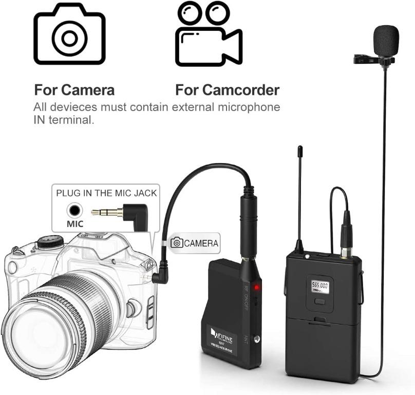 5W8Q5 FIFINE Wireless Microphone System, Wireless Microphone set with Headset and Lavalier Lapel
