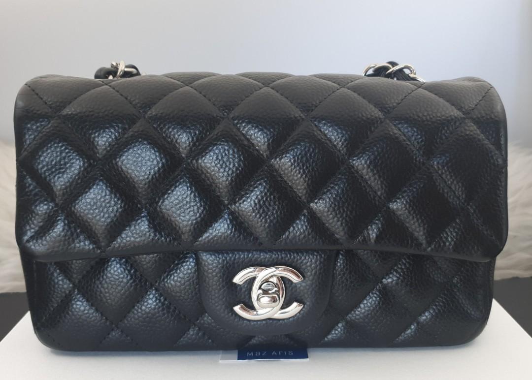 Chanel  Black Caviar Mini Rectangular Flap Bag with Light Gold Hardwa– TC