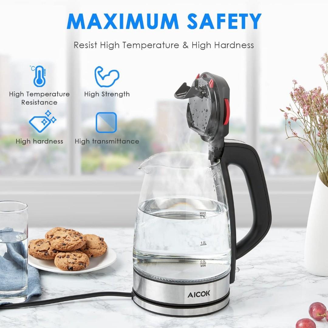 1.7L Fast Electric Kettle Auto Shut-Off Water Boiler Safe ABS+