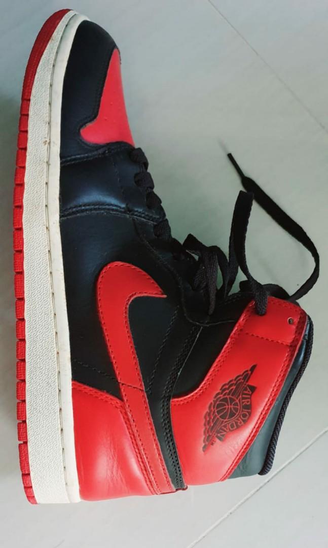 Air Jordan 1 Limited Edition Bred Red Black White Men s Fashion