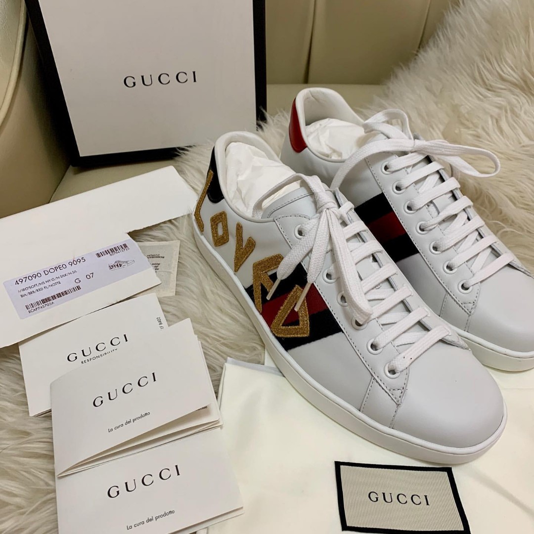 BNEW/UNUSED GUCCI ACE “LOVED” SNEAKERS Size 7, Women's Fashion, Footwear,  Sneakers on Carousell