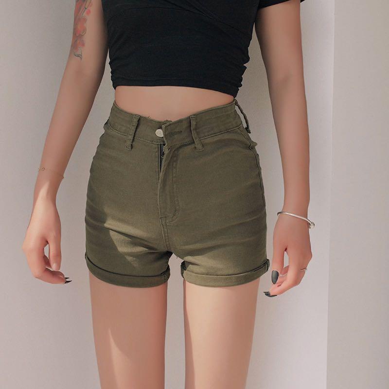 high waisted army shorts