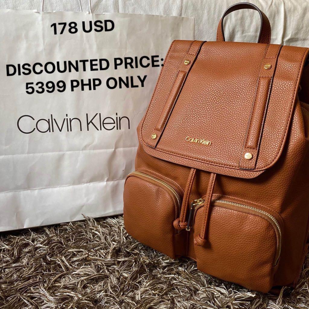 Calvin klein brown leather shop backpack