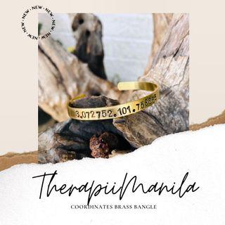 Custom Coordinates Brass Bangle