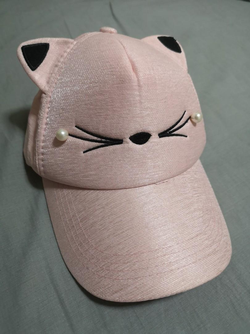 Cute Pink Cat Cap, Women's Fashion 