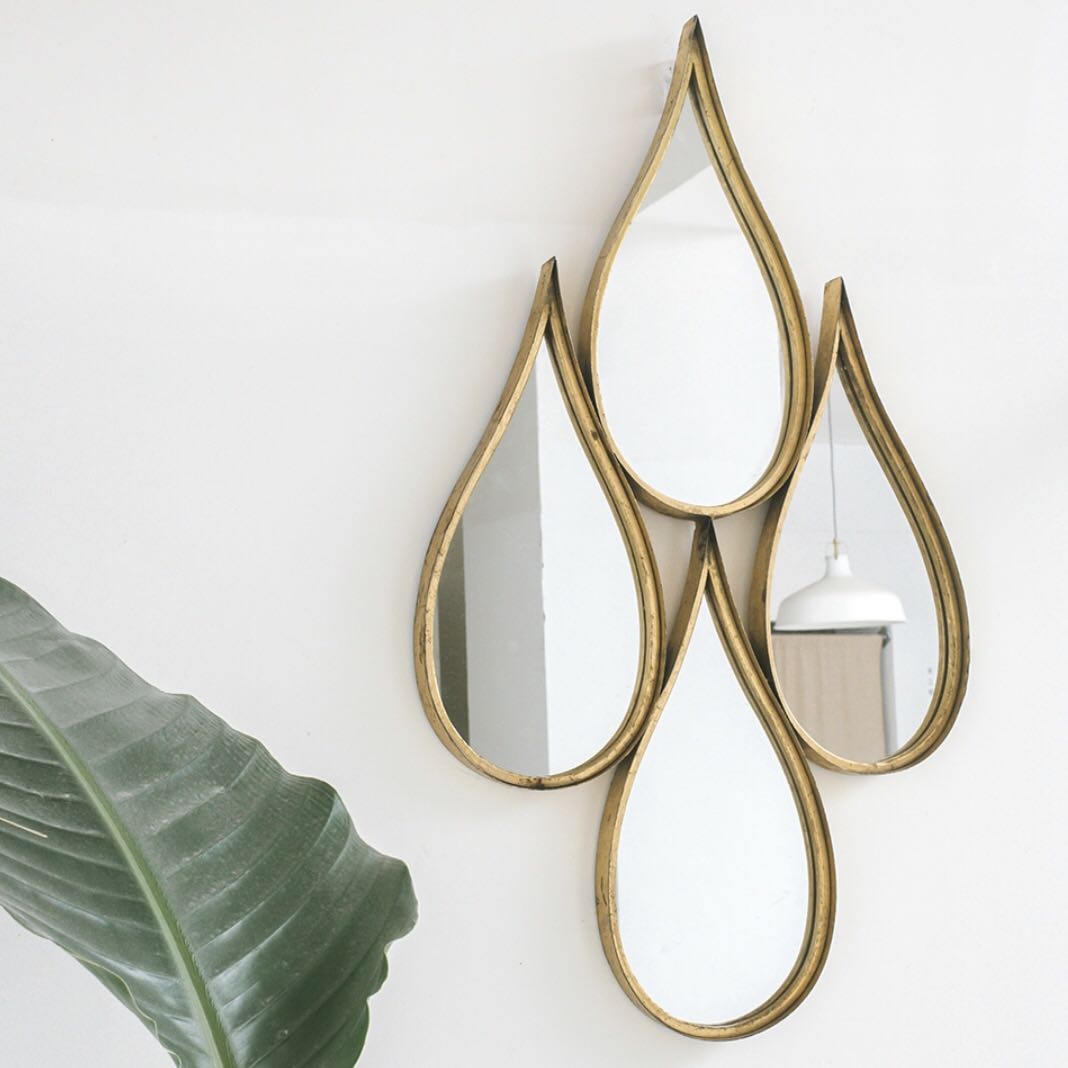 Gold Teardrops Wall Mirror, Furniture & Home Living, Home Decor