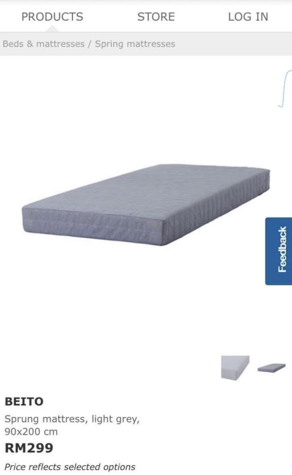 Ikea Beito Sprung Single Mattress Tilam Home Furniture