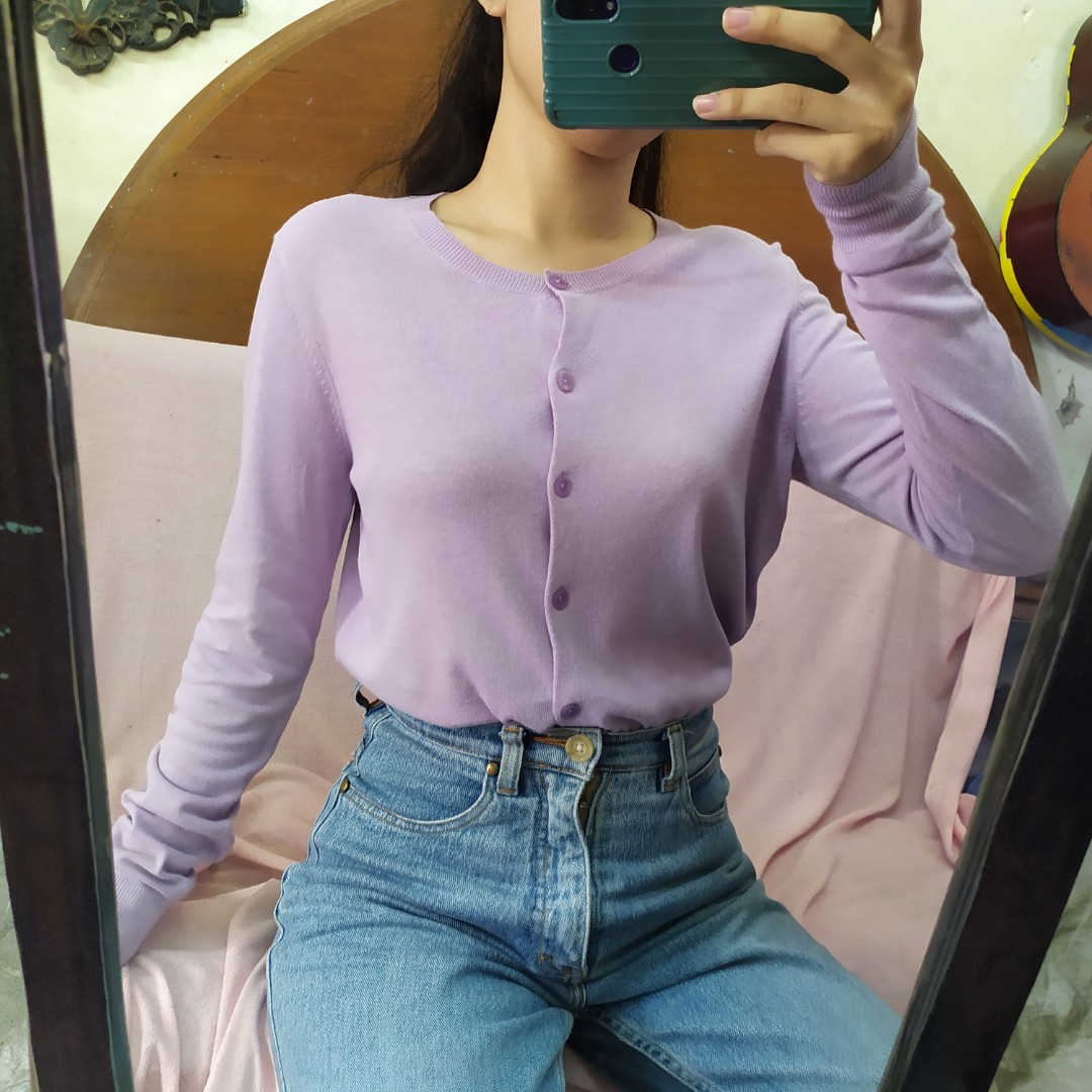 Cardigan lilac uniqlo Clearance