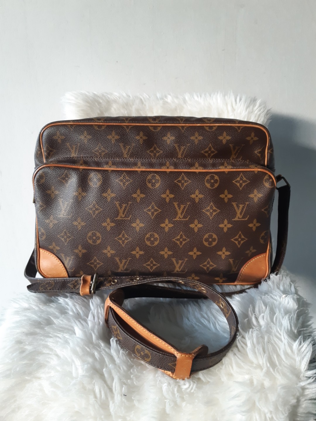 Louis+Vuitton+Nile+Shoulder+Bag+GM+Brown+Canvas for sale online