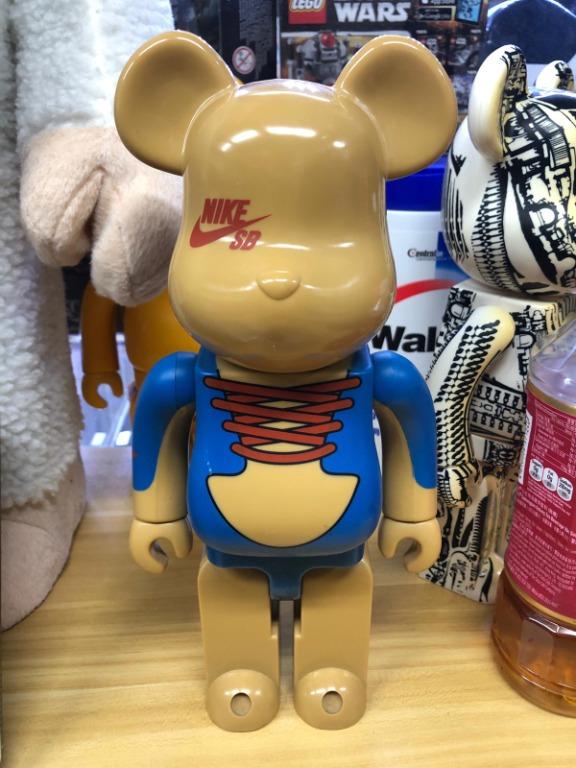 N)無盒肚有花有使用痕跡Bearbrick Be@rbrick 400% Medicom Toy Nike SB 2006 Blue/Brown 