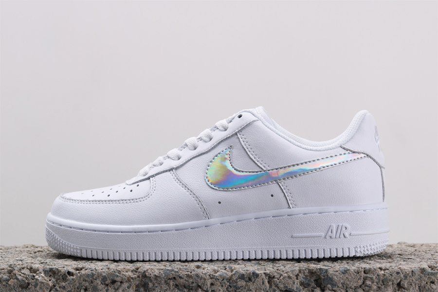Nike Air Force 1 Iridescent White Women S Fashion Shoes On Carousell