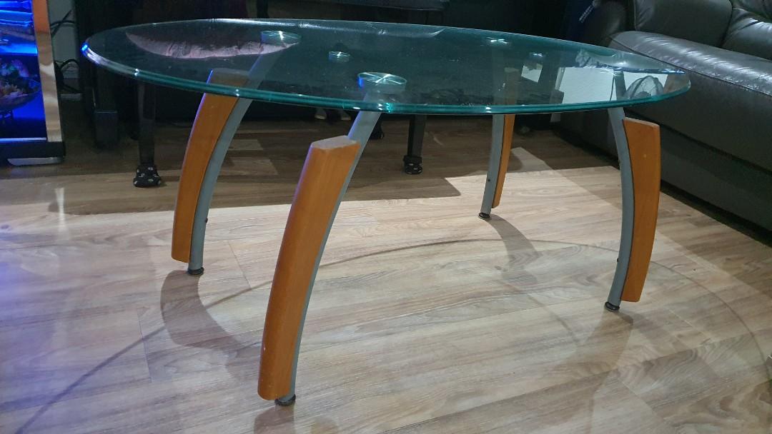 Oval glass coffee table (0.6m x 1m) with delivery., Furniture & Home