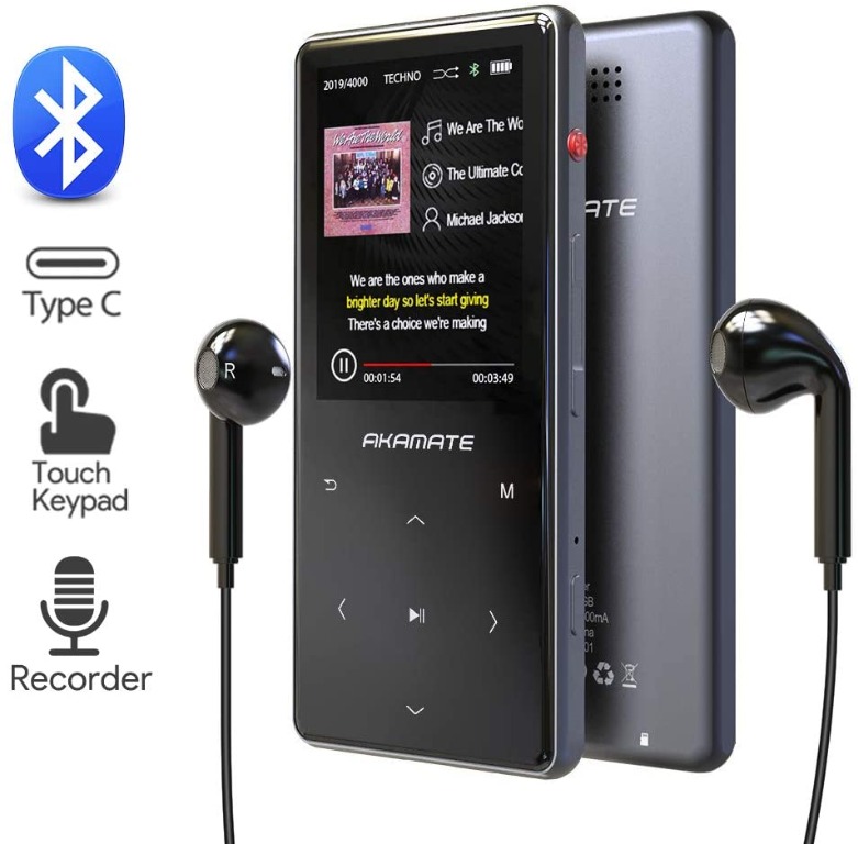 P8. Akamate FX100 MP3 Player, 16GB Player with Bluetooth 4.2, Music