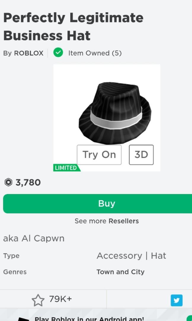 Roblox Perfectly Legitimate Business Hat Toys Games Video Gaming In Game Products On Carousell - roblox legit fedora value