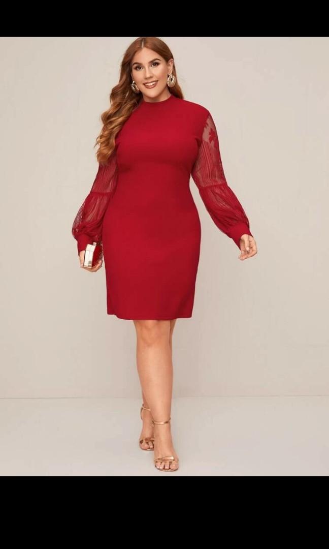 lantern sleeve plus size dress