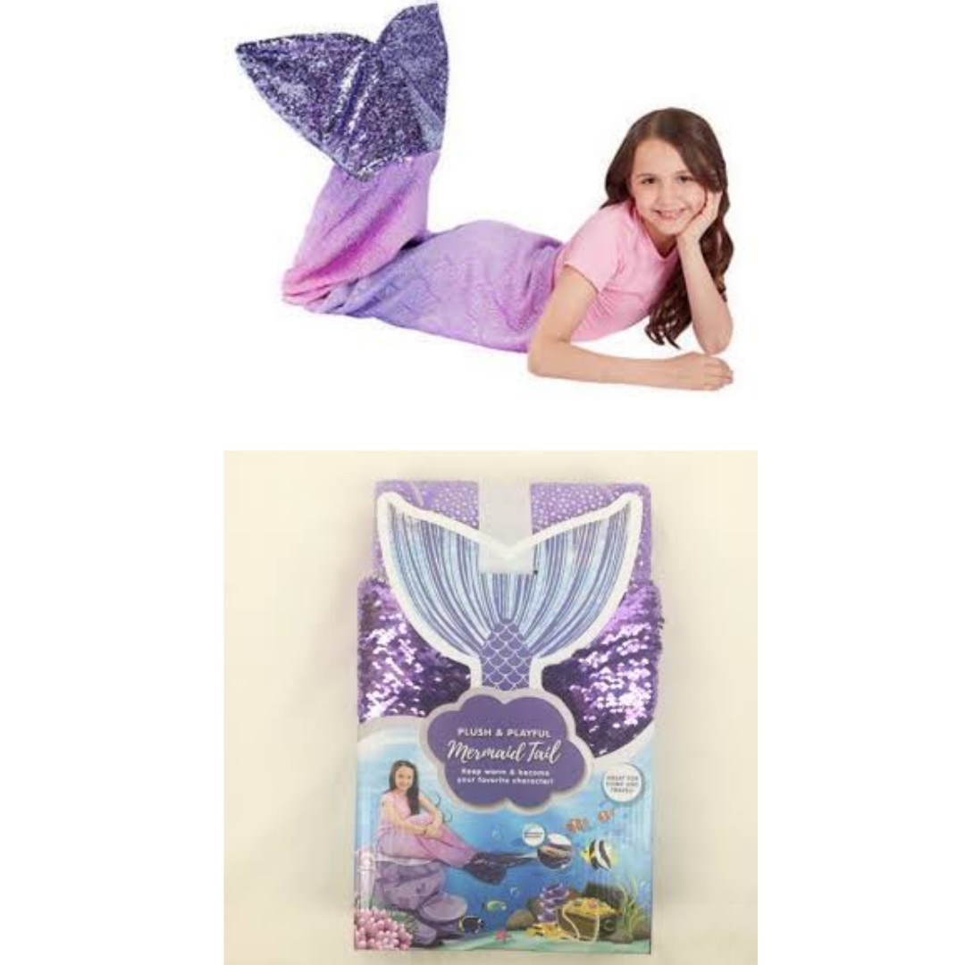 Plush Playful Ombre Mermaid Tail Fleece Blanket with Reversible Sequins