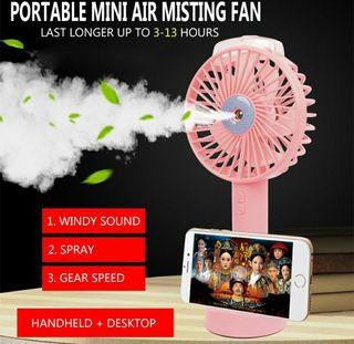 Portable Hand-held Desktop USB Rechargeable Fan w/ Humidifier Mist F168
