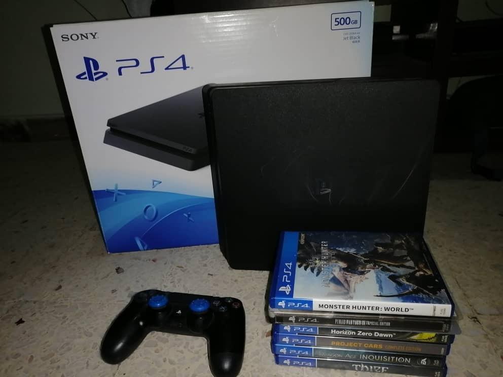 Ps4 Slim Console 500gb 1 Controller 5 Physical Games Monster Hunter Horizon Zero Dawn Ffxv Project