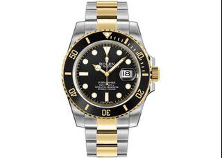 ROLEX Submariner Date Half Gold 116613LN Black New Unworn