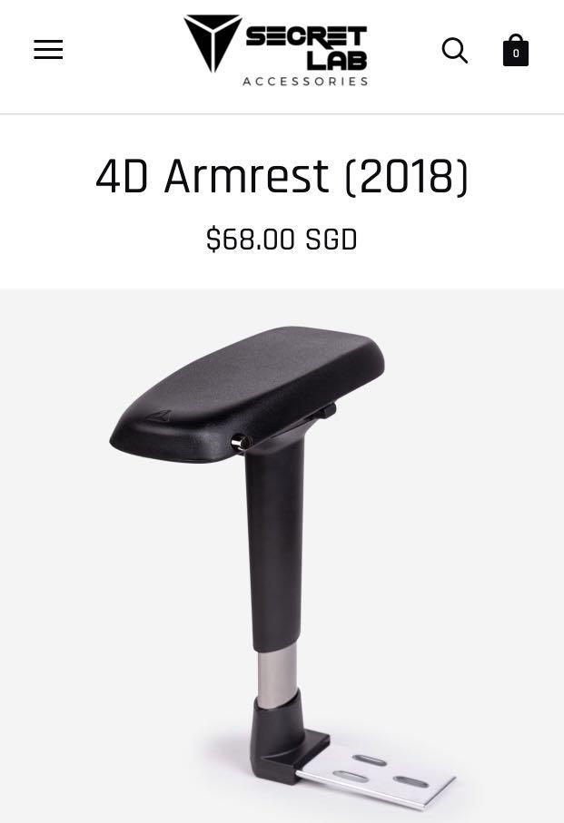 Secret Lab Arm Rest (Omega 2020), Furniture & Home Living, Furniture, Chairs on Carousell