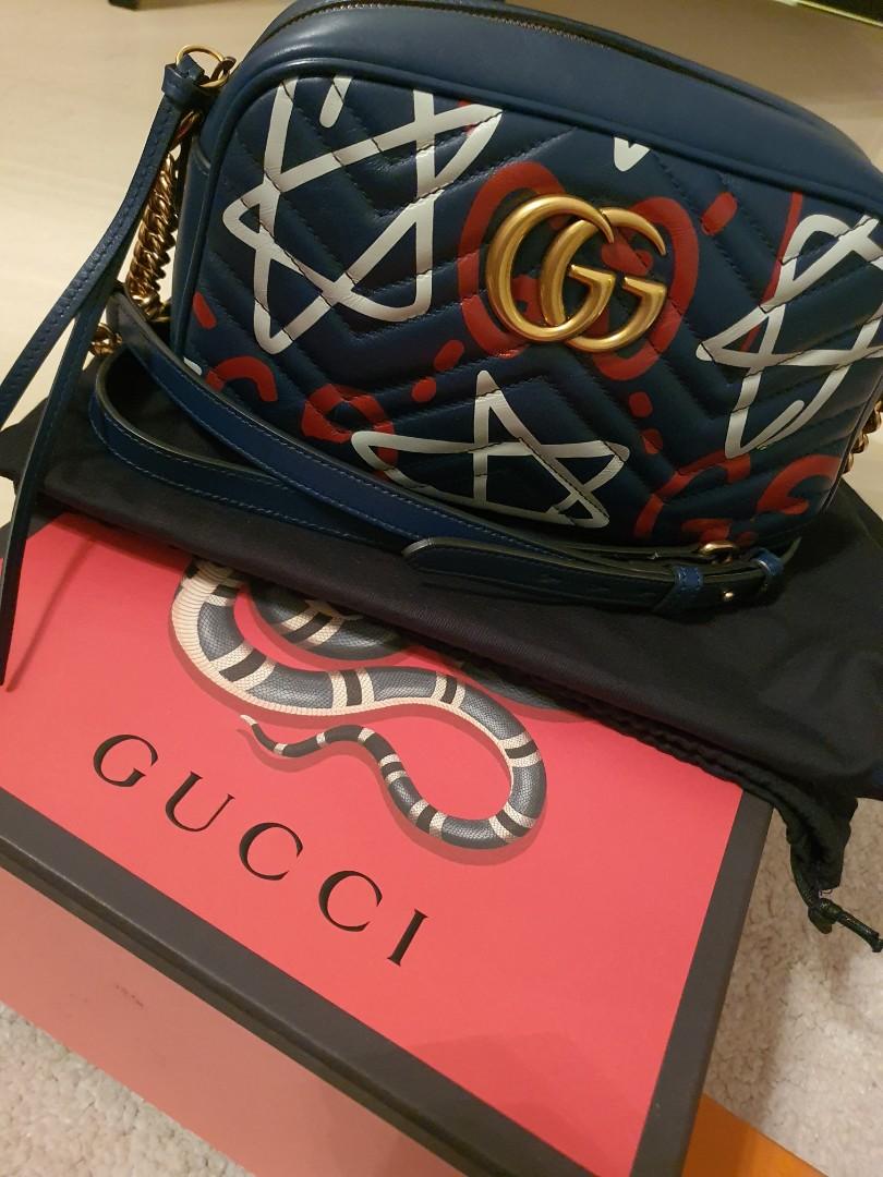 Sling bagGUCCI Calfskin GucciGhost Print Small GG Marmont Shoulder