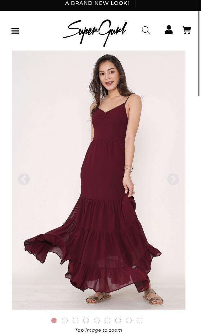 burgundy tiered dress