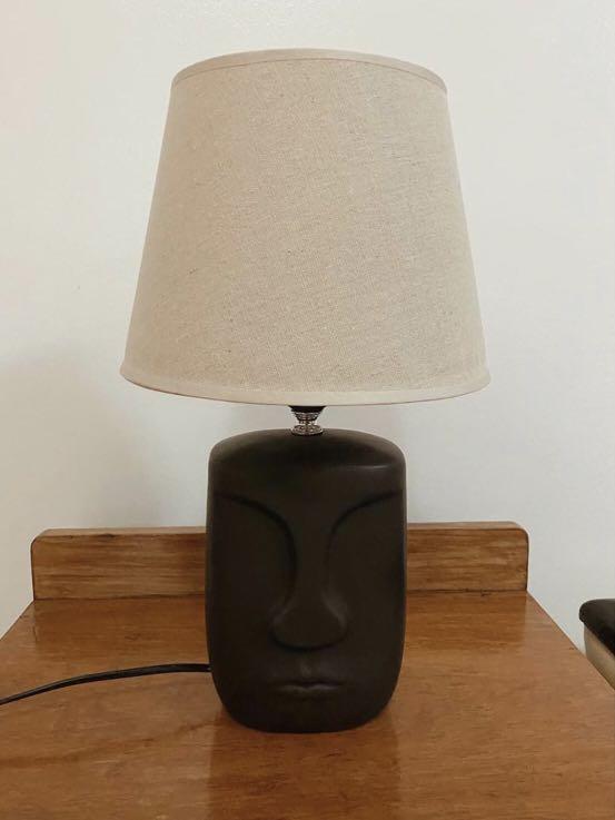 wood and metal table lamp