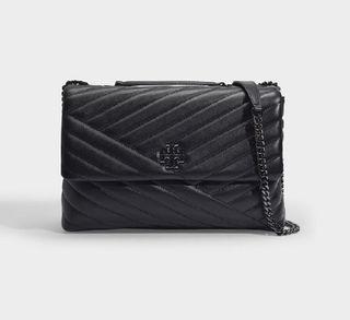 Tory Burch - Kira Chevron Convertible All Black Shoulder Bag (100% ORIGINAL HANDCARRY)