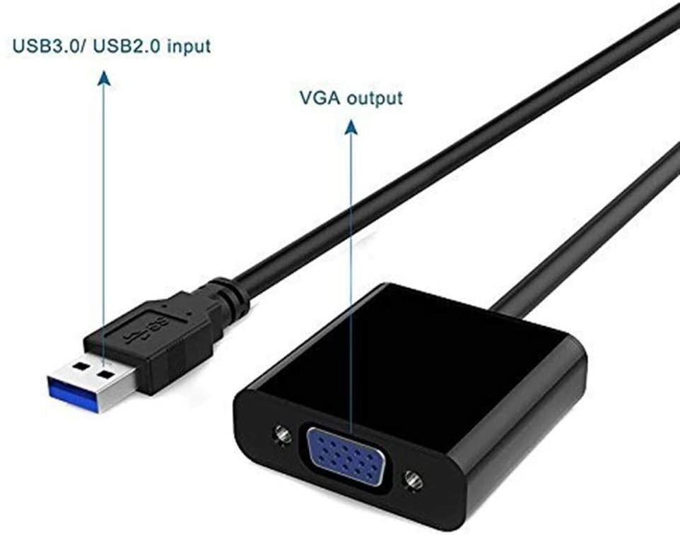USB 3.0 to VGA Adapter, USB Male to VGA Female Connector, MultiDisplay Video Converter