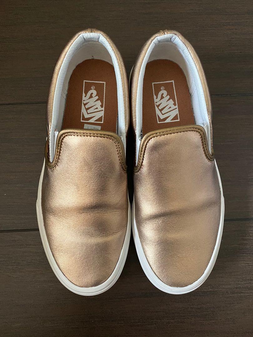 VANS Rose Gold classic slip ons, Women 