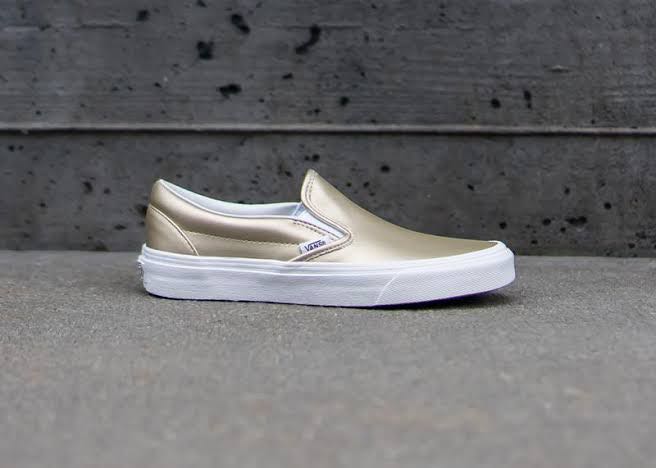 vans gold slip on shoes