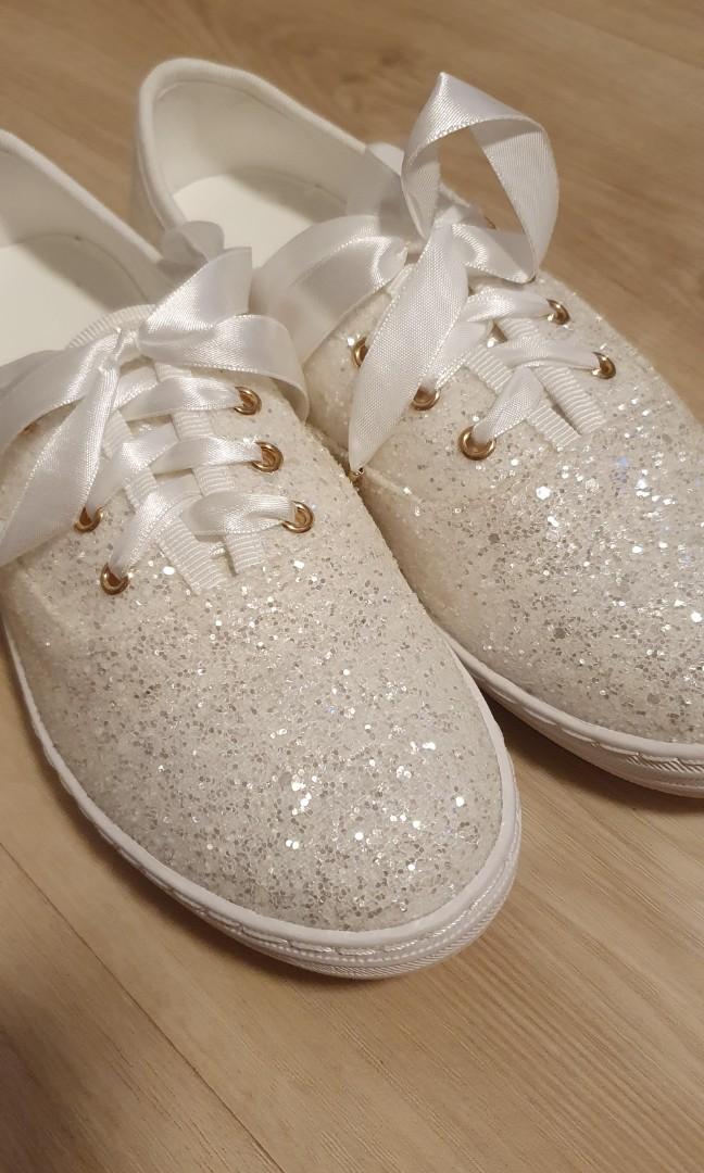 White glitter shoes hotsell wedding