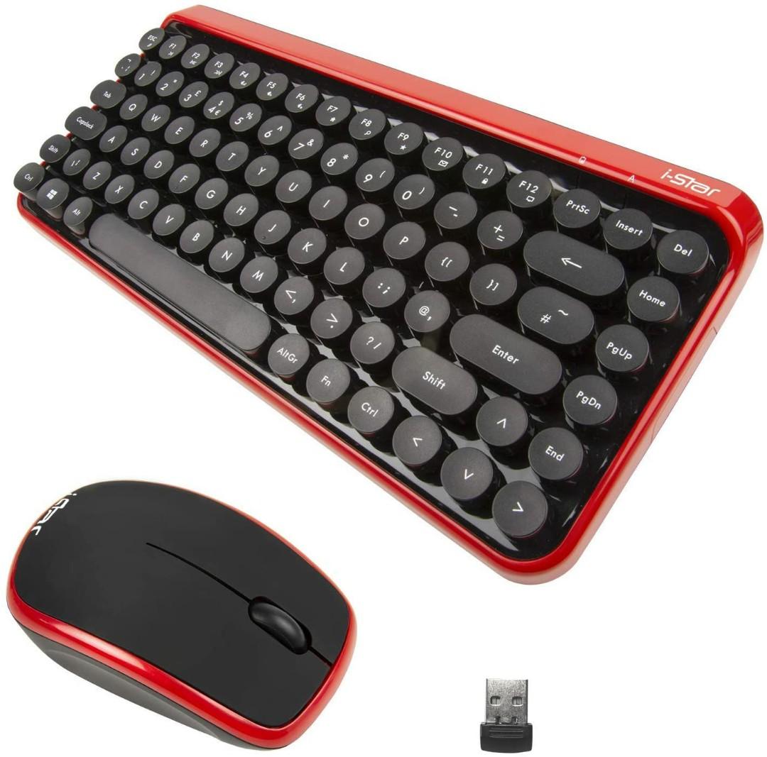 Wireless Keyboard and Mouse Modern Retro UK Layout Compact Bluetooth
