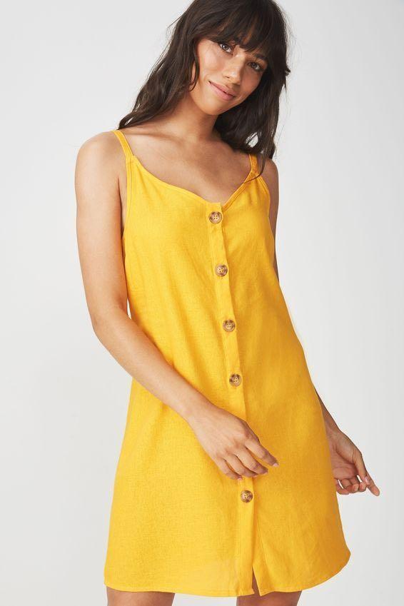 yellow buttoned dress