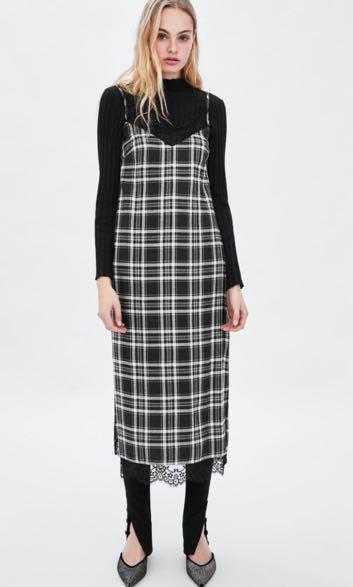 Zara Checkered dress, Women's Fashion 