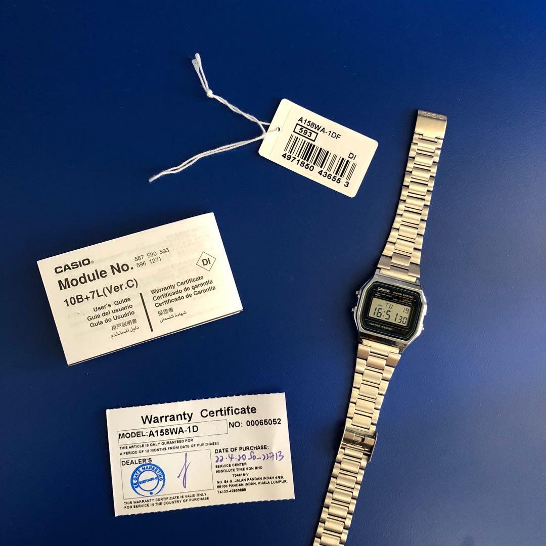 100%ORIGINAL] Casio Vintage A158WA-1D Unisex, Barang Mewah, Jam Tangan di  Carousell