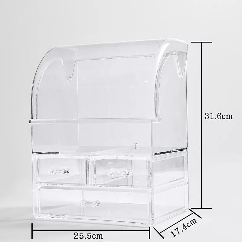 Acrylic Overall Makeup Cosmetic Vanity Organizer (Category: Makeup) located in Manila. Submitted by winterbliss (Listing ID 1017354859, Image 3). Description: Color: Transparent Materials: Acrylic Size: - Regular: L:24 * W:16 * H: 32 (cm) - Large: L:30 * W:17.5 * H: 35.5 (cm) Weight: 1.39kg Shape: - Descriptions: - Serves as cosmetic, makeup, skincare, organizers.