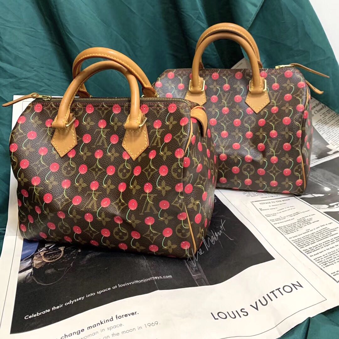 Louis Vuitton, Bags, Louis Vuitton X Takashi Murakami Monogram Cherry  Speedy 25 Handbag Brown