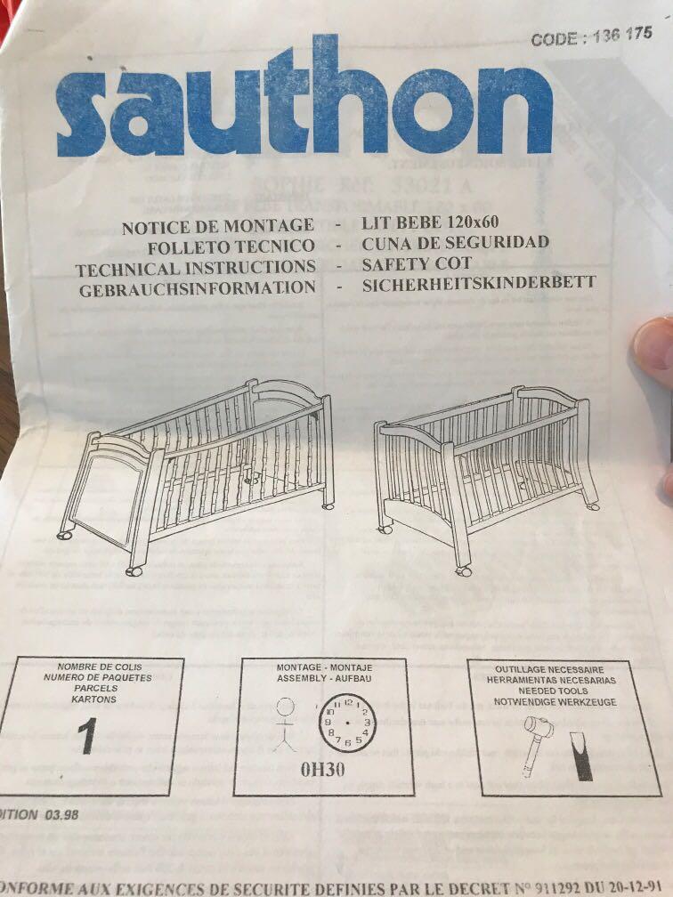 Baby Cot Brand Sauton Babies Kids Baby Nursery Kids Furniture Cots Cribs On Carousell