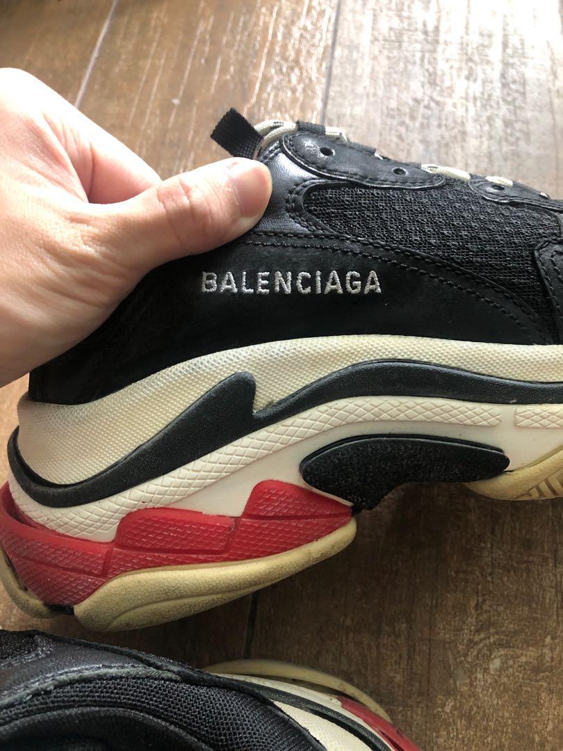balenciaga black red triple s