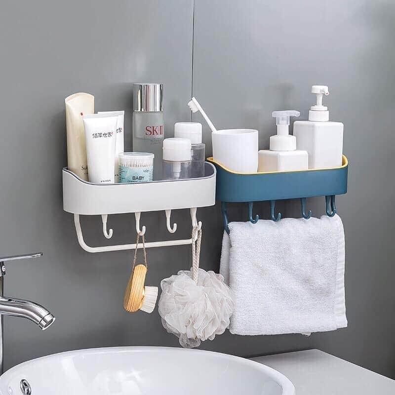 Bathroom/Kitchen Shelf Organizer with Towel Rack Storage (Category: Storage Boxes & Baskets) located in Mandaluyong City. Submitted by shopmla (Listing ID 1023787811, Image 2). Description: Bathroom/Kitchen Shelf Organizer with Towel Rack Storage P280.+sf Wall Mounted with Hook 27×11×7cm 2colors.
