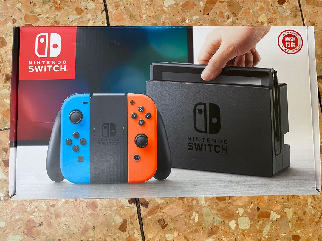 二手9成新香港行貨 Nintendo Switch主機細電紅藍彩機齊配件已痴玻璃貼 遊戲機 遊戲機器材 Carousell