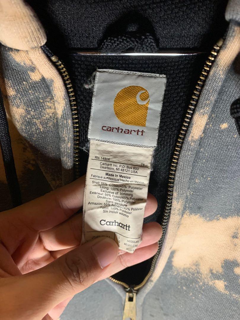 Bleach Dye Carhartt Hoodie Jacket, Men's Fashion, Tops & Sets, Hoodies