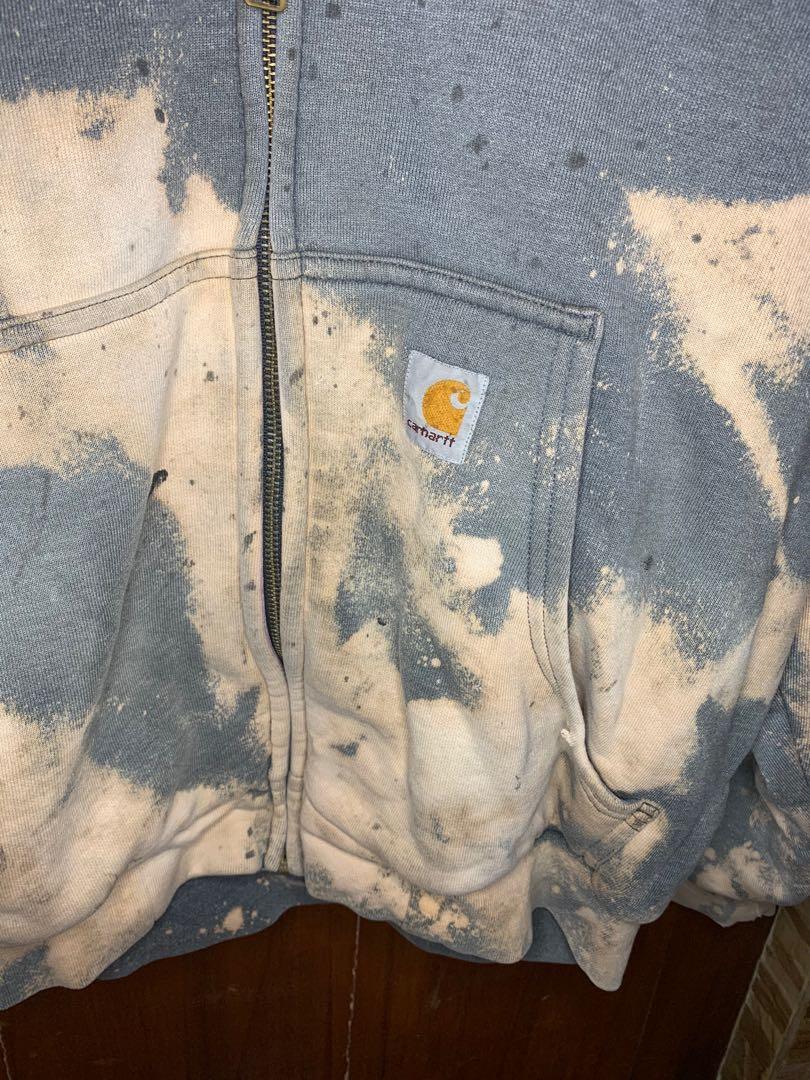 Bleach Dye Carhartt Hoodie Jacket, Men's Fashion, Tops & Sets, Hoodies