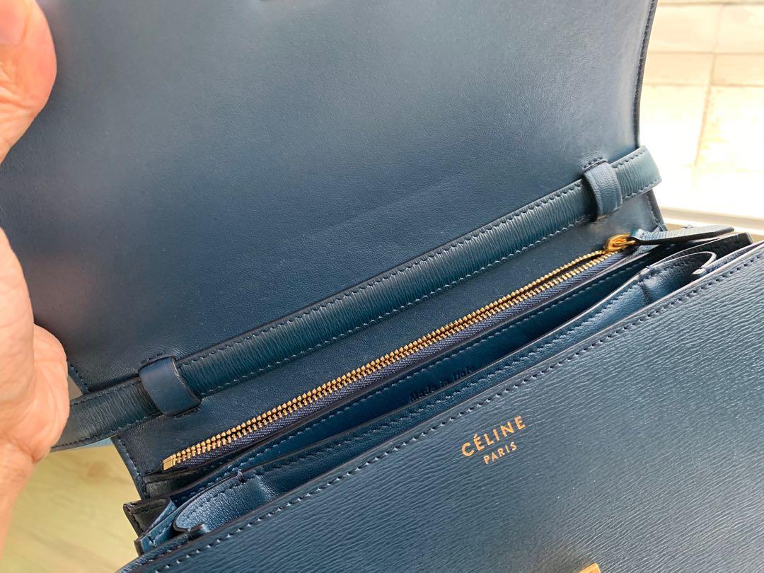 Celine Classic Box In Calfskin Liege Shoulder Bag Medium Abyss Blue
