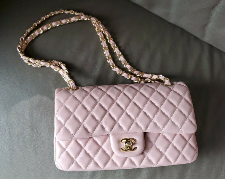 Chanel Bag CF25 粉紅色羊皮, 女裝, 手袋及銀包, 長銀包- Carousell