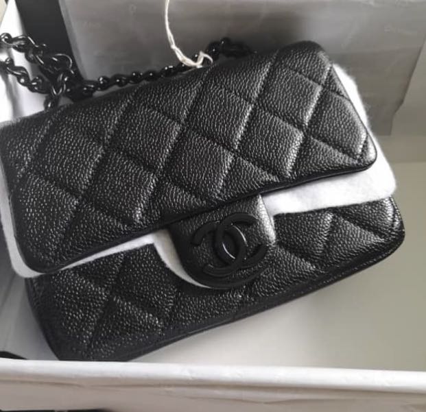 CHANEL 23B so black mini rectangular 黑扣大迷你